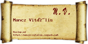 Mancz Vitális névjegykártya